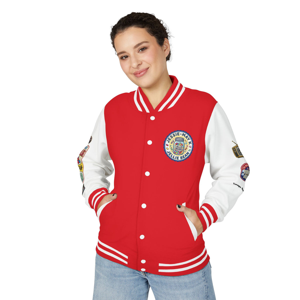 Jellie Bean—Retro Patch Letterman Jacket