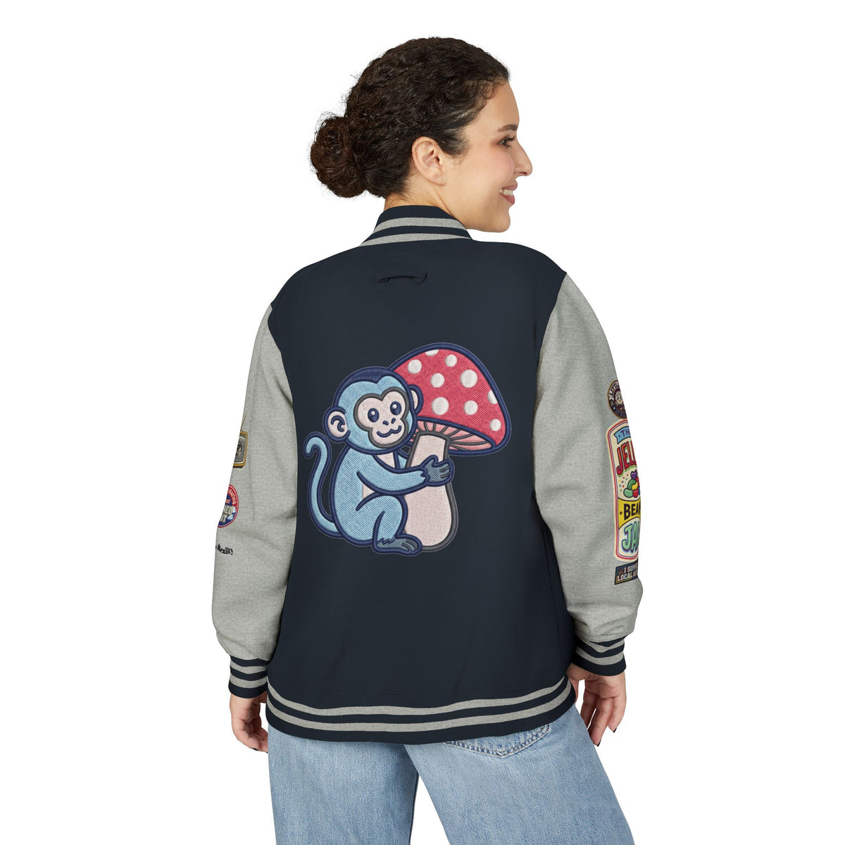 Jellie Bean—Retro Patch Letterman Jacket