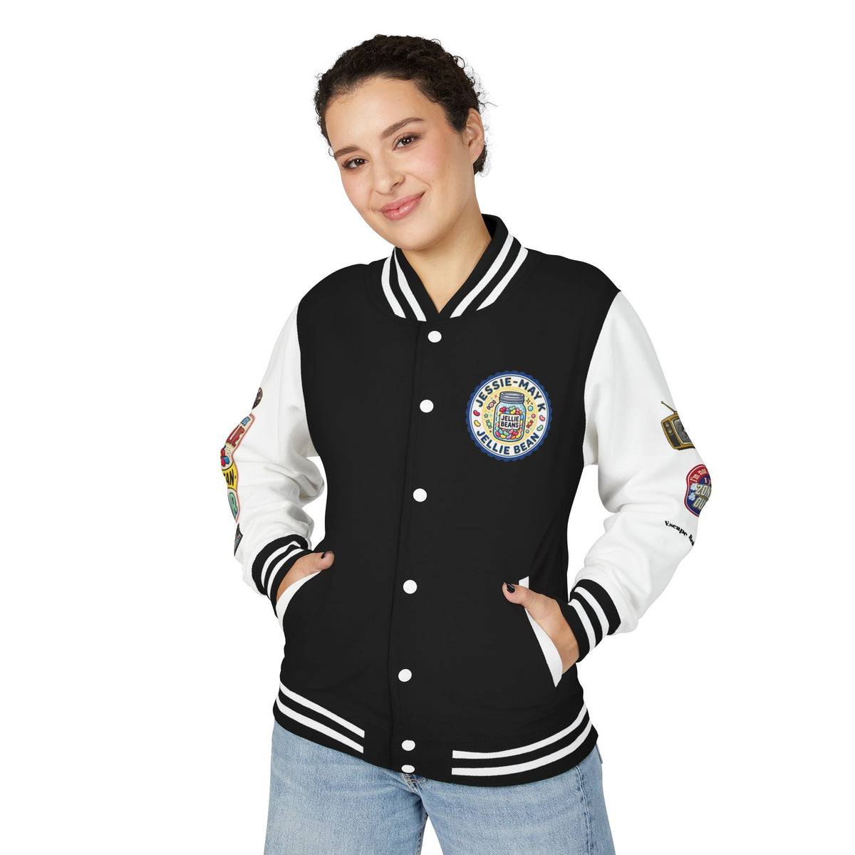 Jellie Bean—Retro Patch Letterman Jacket