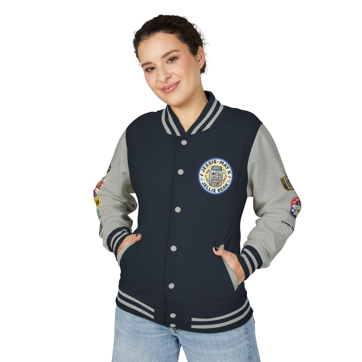 Jellie Bean—Retro Patch Letterman Jacket
