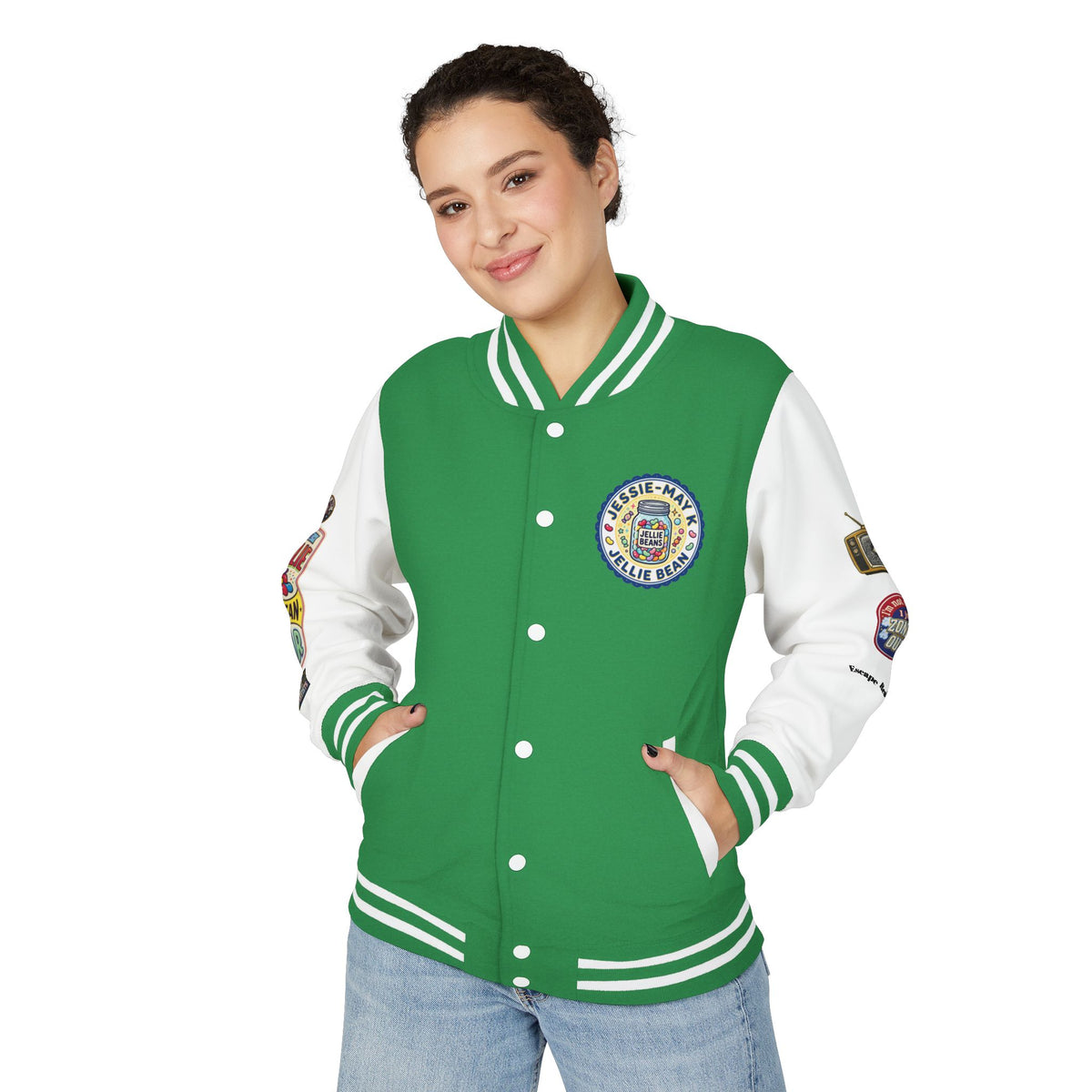 Jellie Bean—Retro Patch Letterman Jacket